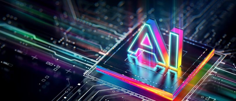 Artificial Intelligence processor unit. Powerful Quantum AI component on PCB motherboard with data transfers. Artificial Intelligence processor unit. Powerful Quantum AI component on PCB motherboard with data transfers.