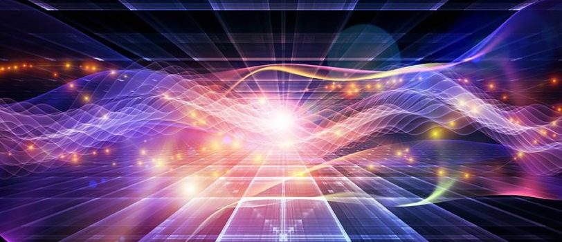 Toward Digital Sine Wave Interplay of abstract sine waves and design elements on the subject of modern computing, virtual reality and signal processing